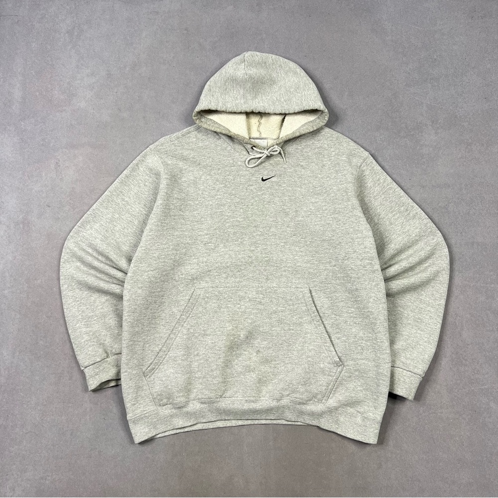 Vintage Nike Center Swoosh Gray Sweatshirt Hoodie Casual Comfort